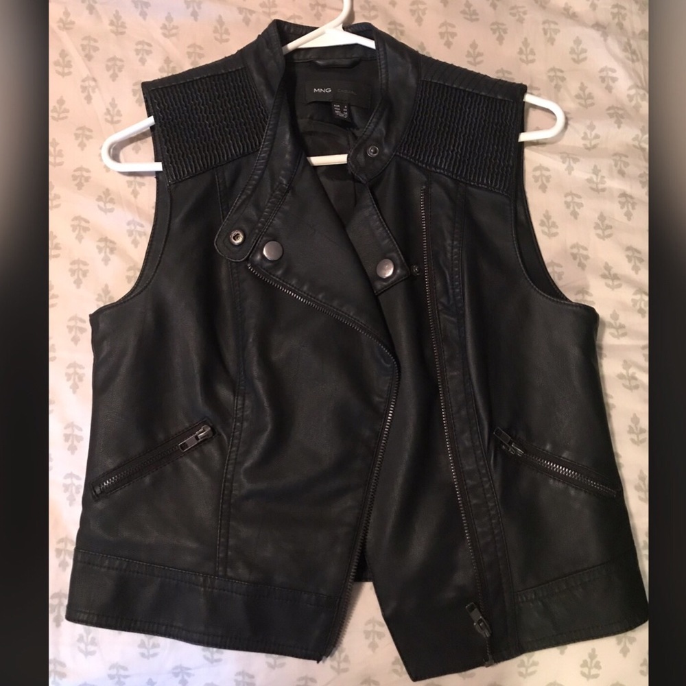 Faux leather vest.